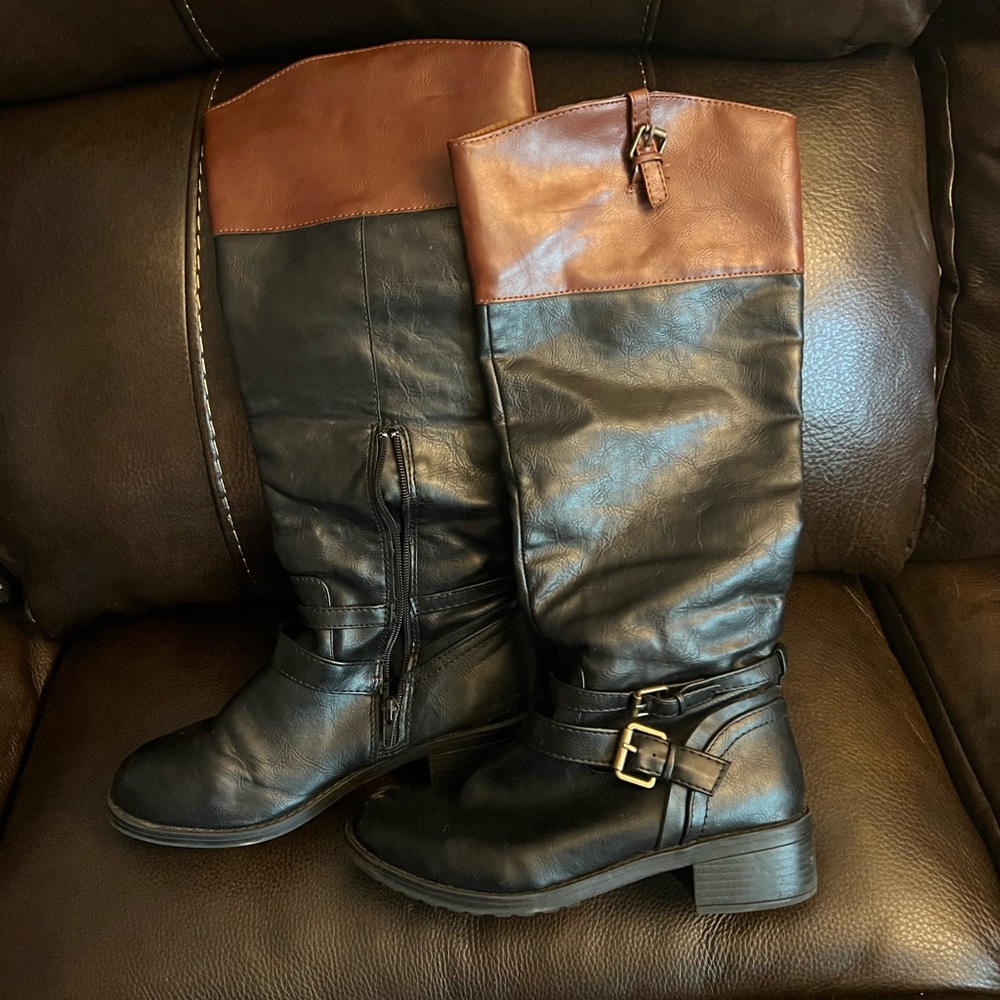 Black & brown riding boots